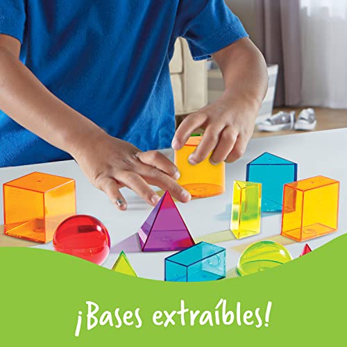 Learning Resources View-Thru Geometric Solids Helper - Transparent 3D Shapes for STEM Education