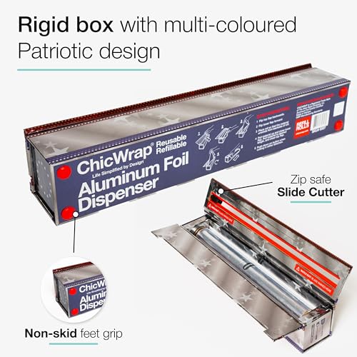 ChicWrap Patriotic Aluminum Foil Dispenser - Includes 12" x 30' Roll