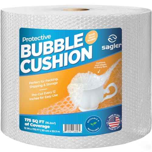 Bubble cusion for Packing & Moving - 12" Width X 175 FT - Bubble cusion for Moving, Extra Protection for Shipping, Packaging Boxes & Mailers, Perforated Every 12 IN, Clear Cushioning Wrap