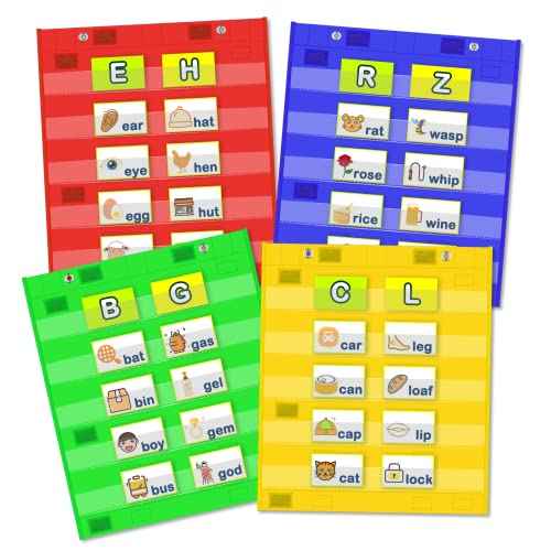 EAMAY Classroom Magnetic Pocket Chart for Kids, Mini Double-Sided Pocket Charts for Teachers Fits 3" Sentence Strips and Cards(14" x 17") (4)