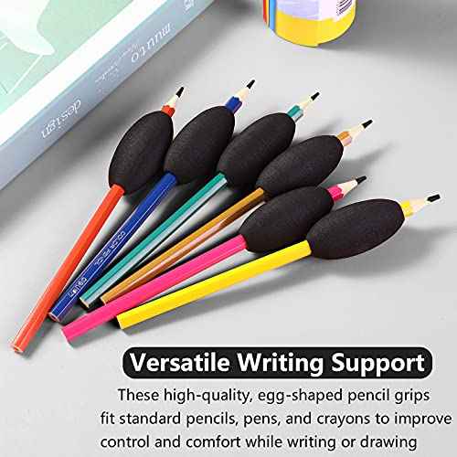 Zonon Writing Aid Trainer for Adults Foam Egg Grips Pen Cushioned Holders Writing Aid Trainer for Handwriting Drawing Preschool Supplies Right or Left Hand Use, 6 Pieces(Black)