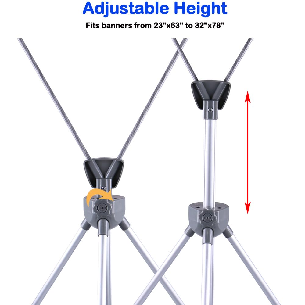 SUERUI Adjustable X Banner Stand Fits Any Banner Size Width 23" to 32" and Height 63" to 78",Portable Retractable Banner Holder with Carrying Bag - Customize Banner for Trade Show, Exhibition, 2 Pack