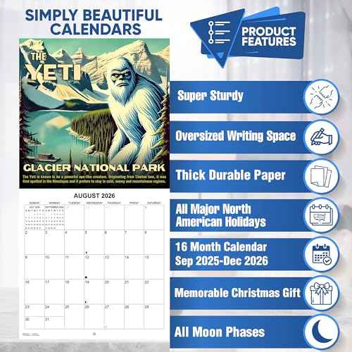 2026 National Park Lore Monthly Wall Calendar | 12" x 24" | Monsters & Cryptids in National Parks Calendar 2025-2026