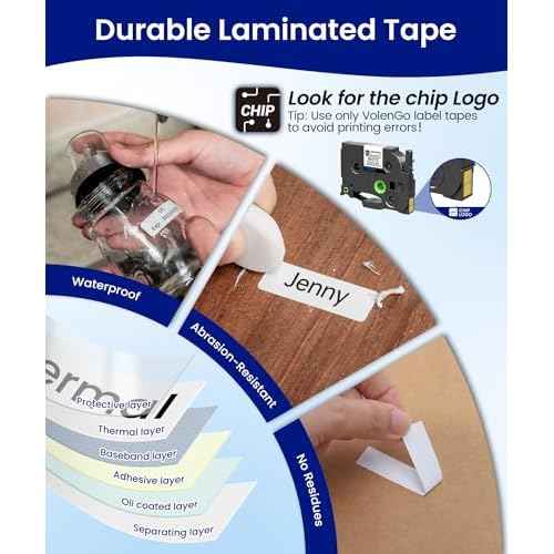 Label Maker Machine with Tapes, Label Makers, Label Maker Waterproof-Labels, Labeler Machine with-Tape 12mm 0.47 Laminated White, D210s Inkless Portable Labeling Machine for Home School Office