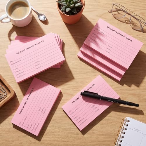 Pink Student Pass Transfer Book 10-Pack Classroom Hallway Passes