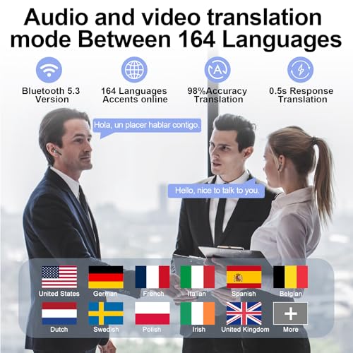 Niderson Light Black AI Translation Earbuds with Real-Time Language Translator, Bluetooth 5.3