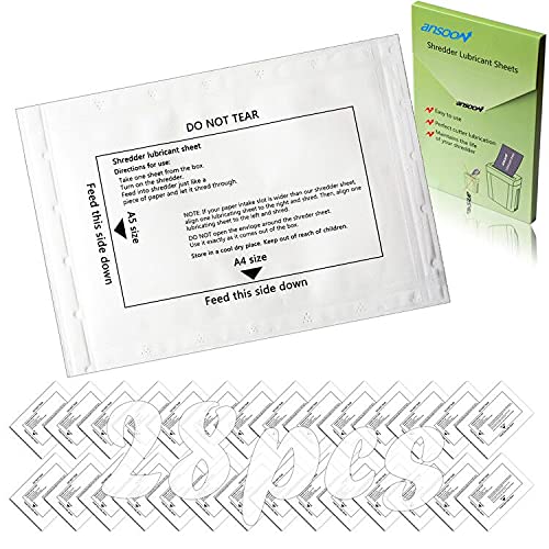 28 Pcs Paper Shredder Lubricating Sheets for Cleaning & Reduces Jams