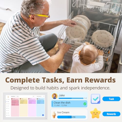 Dragon Touch 15.6-Inch Digital Family Calendar & Chore Chart, White