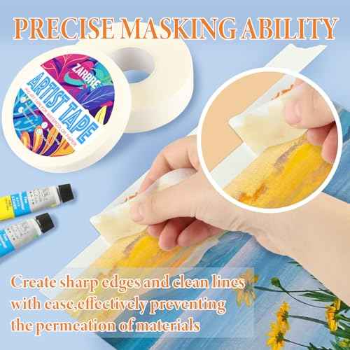Artist Tape, White Art Tape for Watercolor Paper, Medium Tack Masking Drafting Tape for Painting Canvas Framing, Acid-Free, 0.5in x 164FT Long