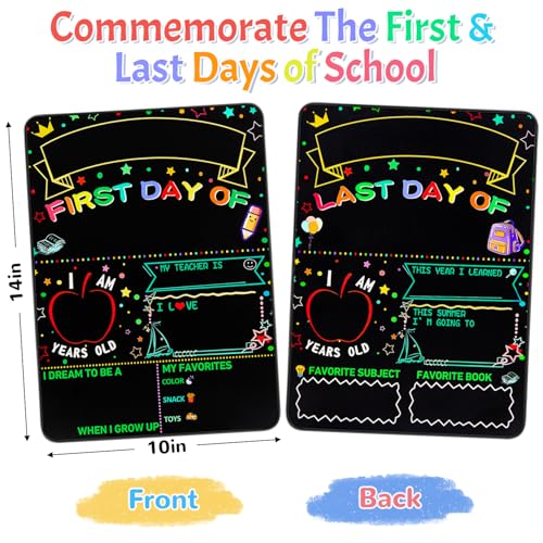 Multiwins Back to School Double-Sided Classroom Sign with 6 Liquid Chalk Markers, 14x11 Black Banner & Balloons