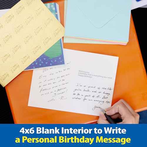 24 Pack Assorted Birthday Cards with Gold Foil, Messages, Envelopes, and Stickers | 4x6 Inch Happy Birthday Cards Bulk for Family, Kids, Friends, Work, and Office Celebrations.