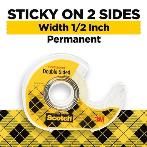 Scotch 1/2” x 500” Double Sided Tape with 6 Dispensers – Holiday Gift Pack