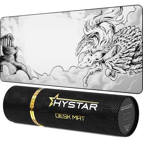 Hystar¢ç Extended Gaming Mouse Pad | XXL 36" x 16" | 5mm Thick, Waterproof Surface, Smooth Polyester Fabric, and Natural Rubber Base | Mythic Pegasus