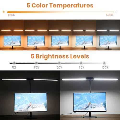 LASTAR Desk Lamp with Remote Control £¦ 32.5" Wide Double Head, Architect Desk Lamp for Home Office with Clamp, Timer, 24W Ultra Bright Gooseneck LED Desk lamp for Computer Reading