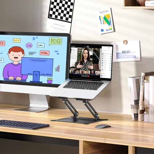Urmust Adjustable Laptop Stand for Desk 10-15.6” MacBook & Windows (Black)