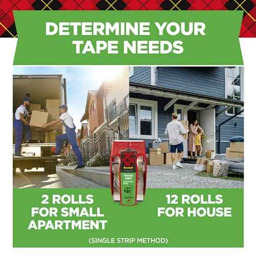 Scotch Tough Grip Packing Tape, Clear, Moving Tape That Secures Boxes up to 80 Pounds, Holiday Shipping Tape for Large Boxes, 1.88 in. x 22.2 yd., 6 Tape Rolls with Dispensers