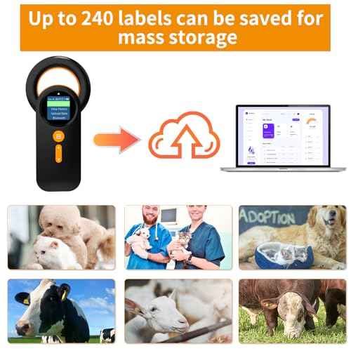 Bluetooth Pet Microchip Reader,Alacrity 3-in-1(2.4GHz Wireless+Bluetooth+USB) Animal Universal Microchip Tag Reader Scanner with 1.44¡± TFT Screen,800mA*H Rechargeable Battery,240 Pieces Data Storage