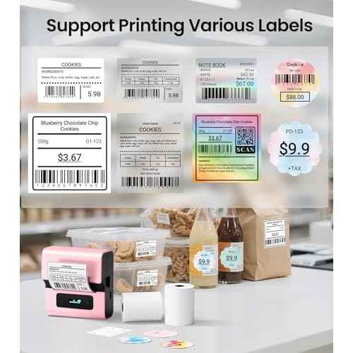 M221 Label Maker, 3 Inch Barcode Label Printer, Upgrade Portable Thermal Label Printers for Small Business, Crafts, Food Ingredient, Easy to Intall for Phone & PC, with 3 Roll Paper Sets,Pink