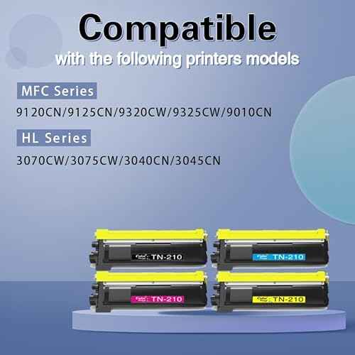 Compatible TN-210 Toner Cartridge Replacement for Brother TN210 Toner TN 210 TN210BK for MFC-9325CW MFC-9320CW MFC-9120CN 9125CN MFC9010CN HL3075CW HL3070CW Printer (4-Pack,BCMY)