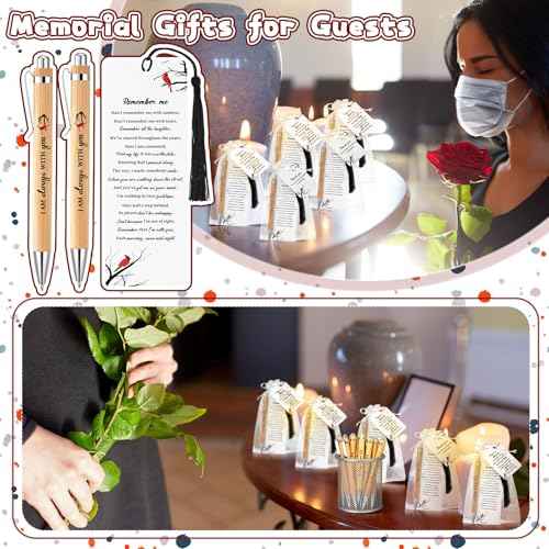 200 Pcs Cardinal Funeral Gifts Celebration of Life Gifts Set Memorial Decorations for Sympathy Include 50 Ballpoint Pens 50 Bookmark 50 Poem Cards and 50 Organza Bags
