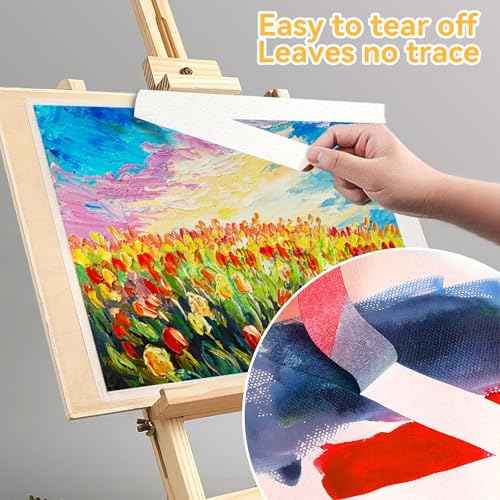 3 Roll White Painters Tape, Masking Tape, White Artist Tape, Paint Tape for Painting, DIY Craft Art, No Residue, Easy Removal, 0.7 inch x 55 Yards x 3 Rolls (165 Total Yards)