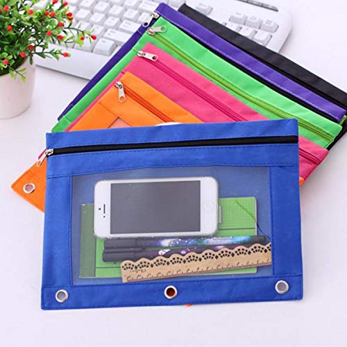 Black 2-Pack 3-Ring Pencil Pouches with Zipper for Binders & Cosmetics