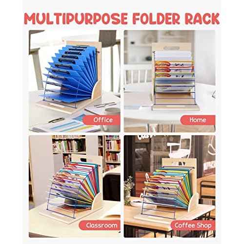 GAMENOTE Clipboard Holder, Wood and Metal Clipboard Holder Stand, Small White Board Storage Rack Organizer for Classroom, Office, Assembly Required (1)