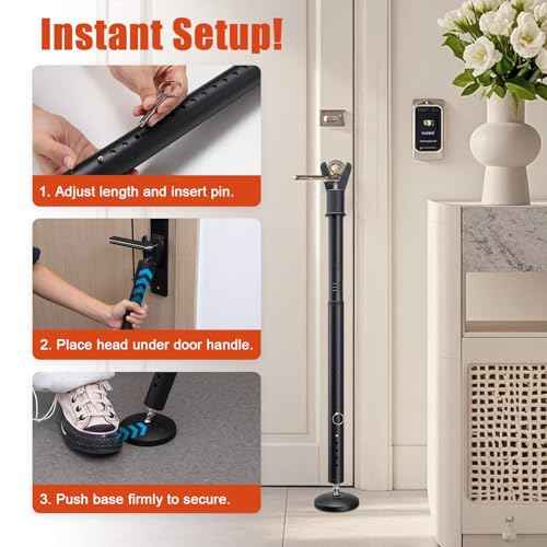 2 Pack Door Security Bar - Upgraded 360¡Æ Pivoting Anti-Slip Base,Heavy Duty Burglar Door Stopper Stick,28-52" Adjustable Barricade Safety Jammer Stoper for Front Door Patio Sliding Glass Window