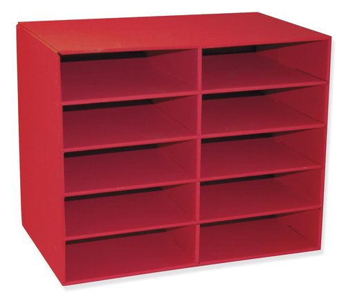 Classroom Keepers Organizer, 10-Shelf, Red, 17" H x 21" W x 12-7/8"D, 1 Unit