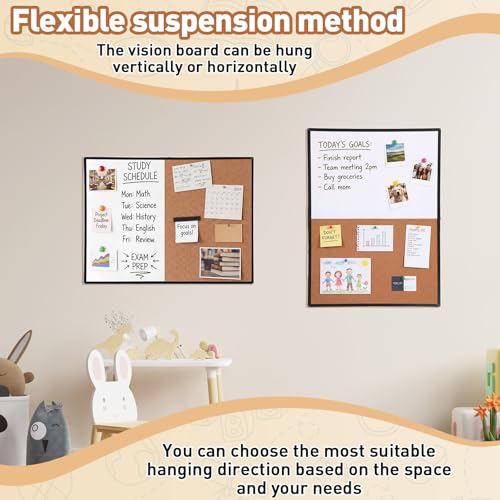 Magnetic Whiteboard & Cork Bulletin Board Combo - 48x36 Inch Wall Mount Office & Classroom Organizer