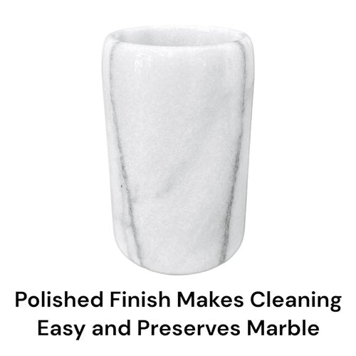 Hapton House White Natural Marble Pen Holder - Pencil Holder - Makeup Brush Holder - Toothbrush Holder - Office and Bathroom Organizer - Home Décor