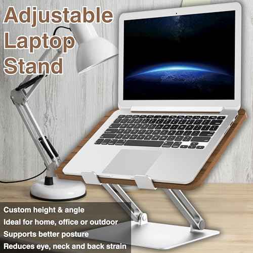 AVARO Adjustable Laptop Stand ? Ergonomic Laptop Stand with Customizable Height & Angle, Robust Design Laptop Riser for Desk, Portable, Foldable & Durable Computer Stand for Home or Office Use