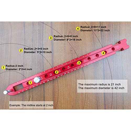 Woodworking Compass Scriber, Portable Aluminum Alloy Woodworking Compass Tool, Adjustable Metric/Inch Arc Drawing Ruler Circle Drawing Ruler Marking Gauge Circle Marking Tool