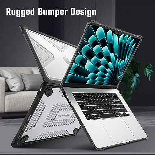 Fintie Case for MacBook Air 15 Inch A3241 A3114 A2941 (2023 2024 2025 Release) - Heavy Duty Rugged Hard Shell Case Cover with TPU Bumper for MacBook Air 15.3" M2 M3 M4 Chip, Clear