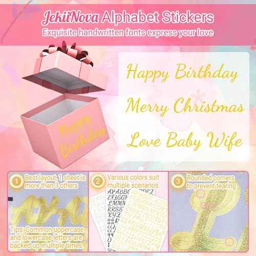 1730 Alphabet Letter Stickers, 10 Sheets Self Adhesive Monogram Stickers Upgraded Cute Handwriting Letter Vinyl Stickers for DIY Crafts Art Making Cards Notebook Decor (Glitter Gold, M)