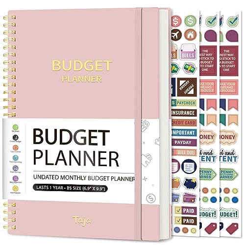 Budget Planner - Monthly Budget Book with Expense Tracker Notebook, Undated Bill Organizer & Finance Planner to Take Control of Your Money, 2025-2026 Account Book to Manage Your Finances-Pink