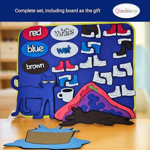 Felt Story Pieces with Board, 31 pcs Large Animals Felt Board Set for Toddlers,Preschool,Teachers, Speech, Therapy, Home Travel,Classroom (Pete The cat: I Love My White Shoes)