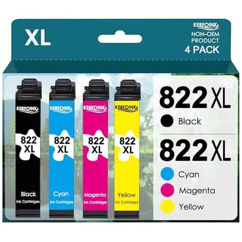 822XL Ink Cartridges Latest Upgrade Remanufactured for Epson 822XL Ink Cartridges 822 822 XL with Workforce Pro WF-3820 WF-3823 WF-4820 WF-4830 WF-4833 Printer (Black Cyan Magenta Yellow)