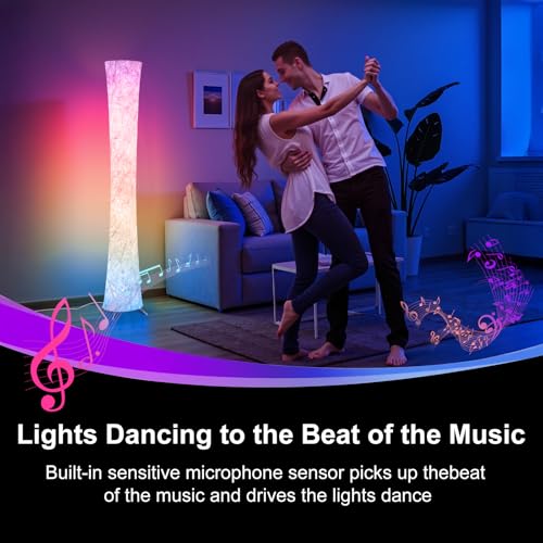World Win 61'' RGB Corner Floor Lamp with Hourglass Shade - Round Version