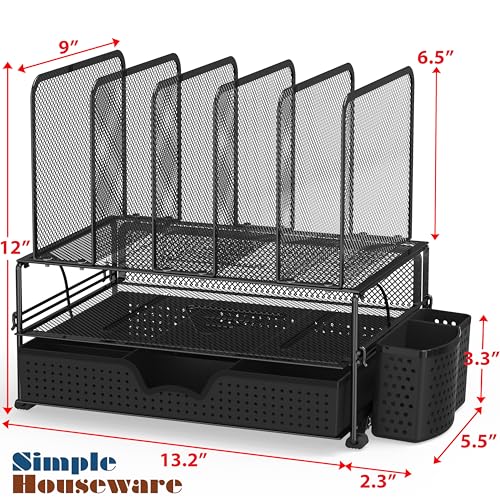 Simple Houseware Black Desk File Organizer with Drawer - Office Supplies