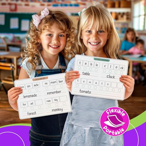SCRIBBLEDO Phonemic Awareness Sounds & Blends Dry Erase Sheets 9¡±x12¡± Phonics Learning English Syllables Letter Practice Homeschool Teacher Student Supplies Classroom Pack of 10
