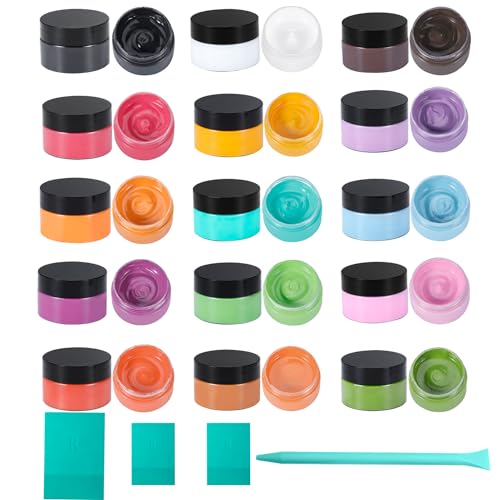 15 Chalk Paste and 4 Chalk Paste Mini Squeegees, Ink Paste Sets for Stencils, Screen Printing Paint for Drawing on Chalkboards, T-Shirts, DIY Home Decor