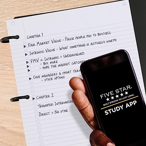 Five Star Refillable Notebook with TechLock Rings, 300 Sheets, College Ruled, Black, 1 Pack