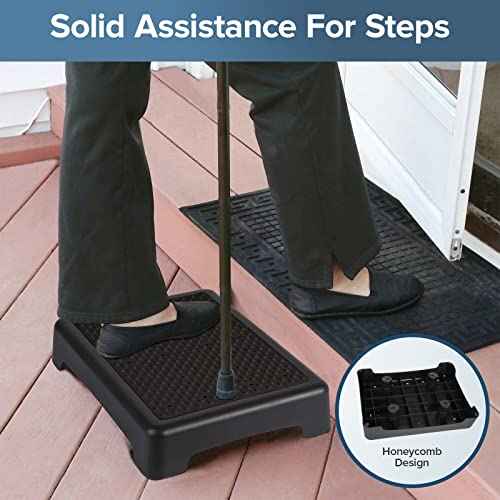 Non Slip One Step Stool for Seniors, Adults, Indoor/Outdoor Portable Stair Assist, Mobility Step Stool for Bedside, Car, Kitchen, Bathroom, Black