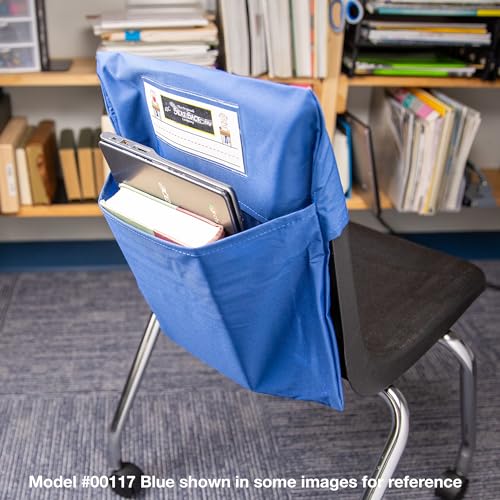 Seat Sack Medium Chair Storage Pocket - 15 Inches Black - Organizer for Classroom Chairs, Durable and Spacious, Storage and Organization