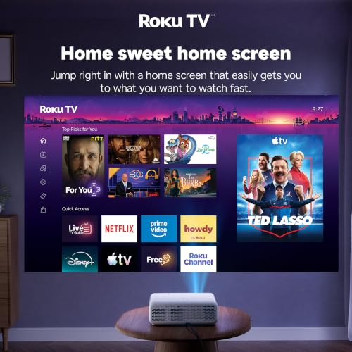 Aurzen Roku TV D1R Smart Portable Outdoor Projector with WiFi & Bluetooth - 1080P HD