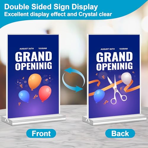 DunGu 10 Pack Acrylic Sign Holders 5x7 Double Sided Vertical Display Stands