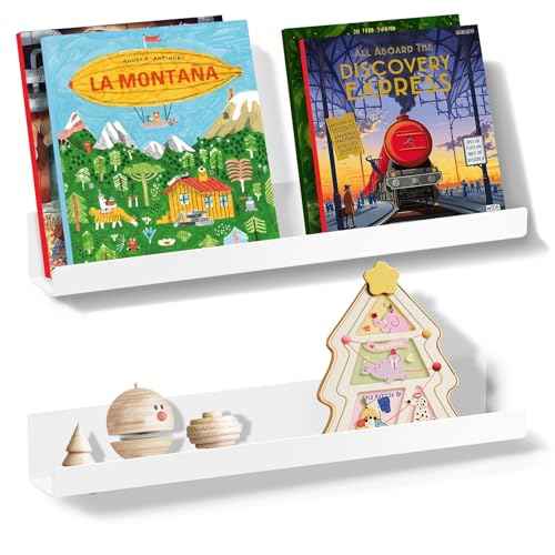 2 Pack Magnetic Book Shelf - Acrylic Reusable Display Panel for Whiteboards, Classrooms & Home, Adhesive-Free Storage with 11lb Capacity (White)