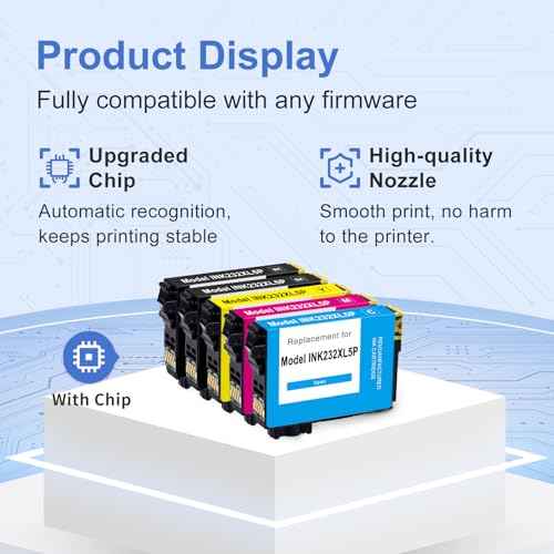 Remanufactured for 232XL Ink Cartridges Combo Pack (5Pack) Latest Upgrade Replacement for 232 XL Ink Cartridge for XP-4200 WF-2930 XP-4205 WF-2950 Printer (2*Black/Cyan/Magenta/Yellow)