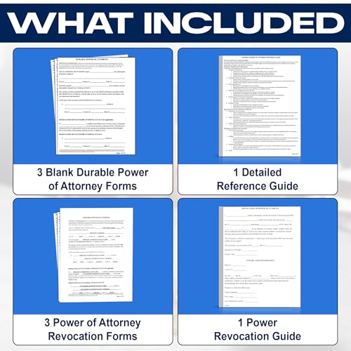 Durable Power of Attorney Kit - 3 Blank POA Forms + Guides & Envelopes